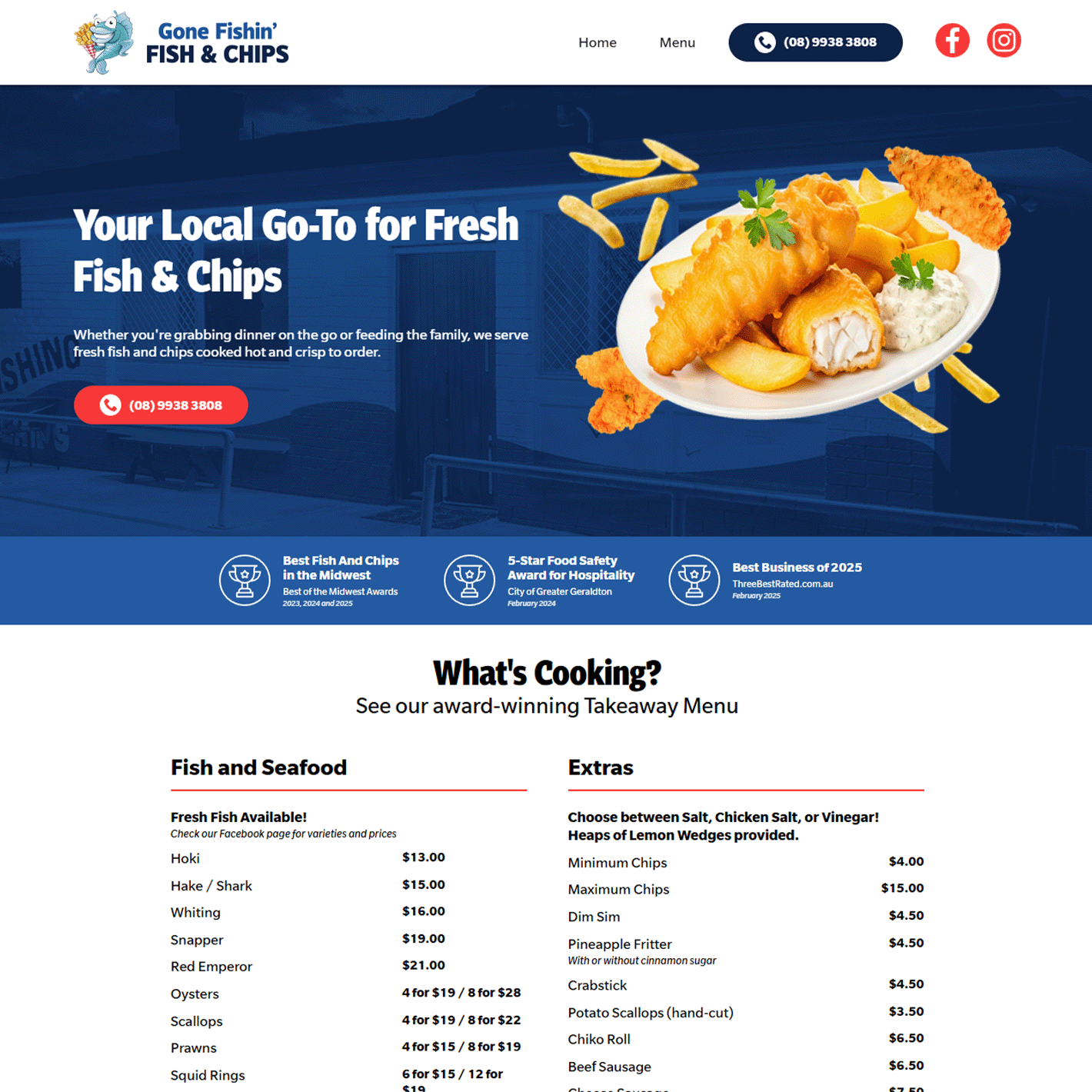 Gone Fishin takeaway website design for Geraldton food business